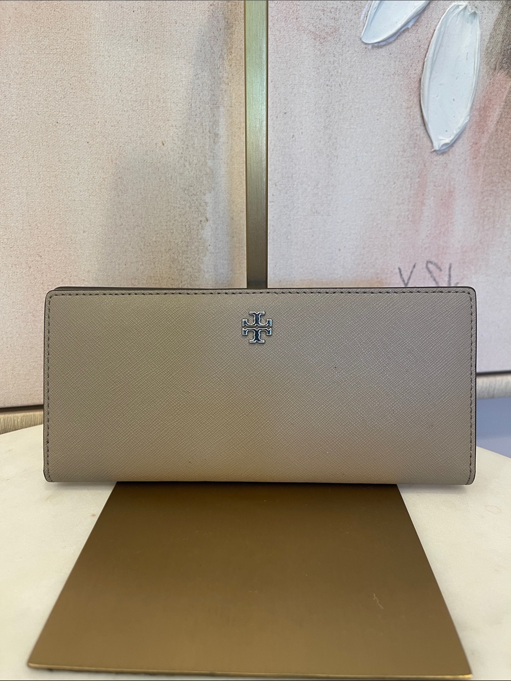 Tory Burch Taupe Saffiano Continental Wallet